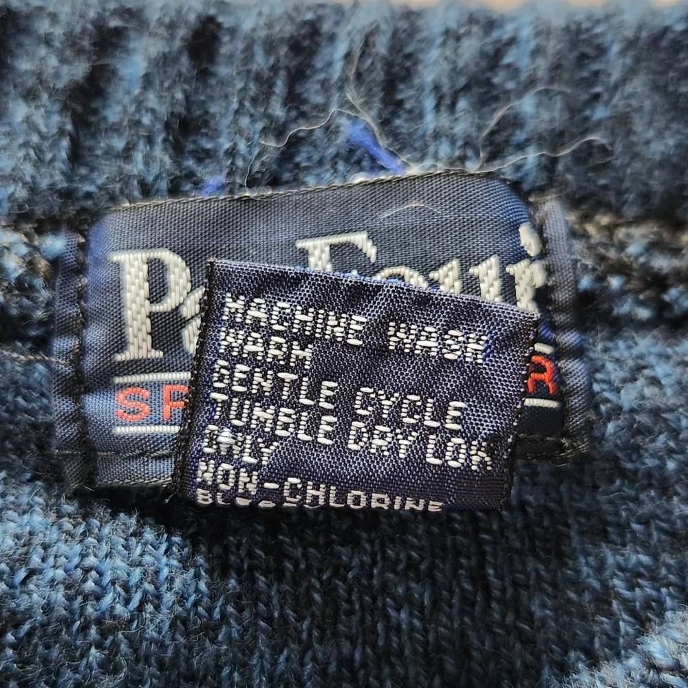 Par Four Vintage Golf Sweater Striped Blue Black White | Men's Size L
